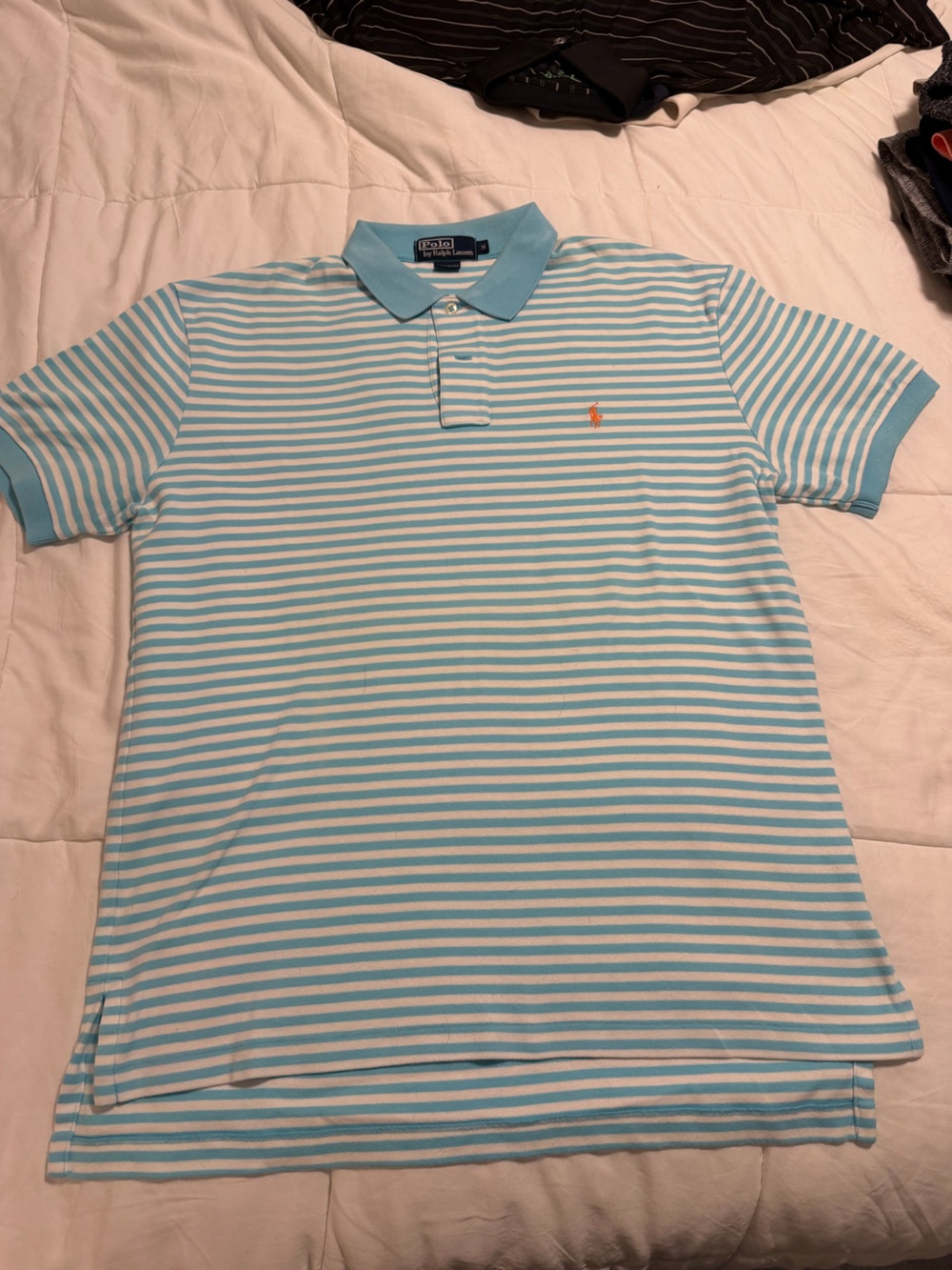 Striped Polo Shirt - Light Blue & White - Polo Ralph Lauren